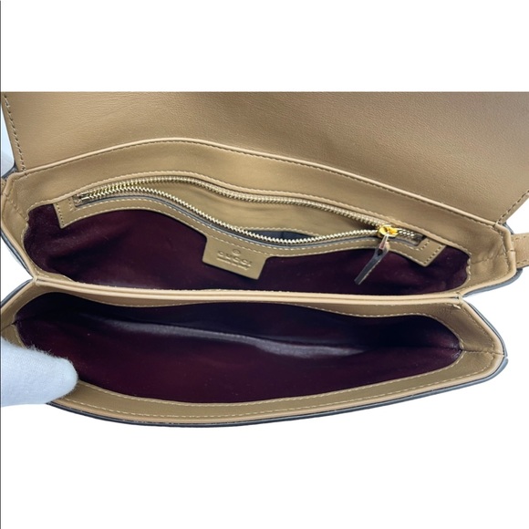 Gucci NEW In Box GG Logo Arli Taupe Python Leather Crossbody Bag - Picture 11 of 12